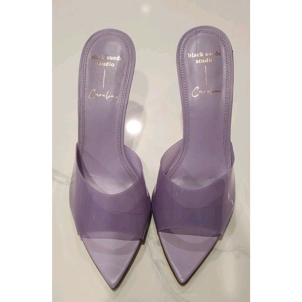 Black Suede Studios Bella Heel Clear Lavender Excellent Condition!! Size 37.5/7 - Picture 2 of 9